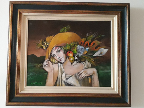 374- Sérgio Martinolli. Ose. 71x61 Cm = Mulher Com Chapéu (Usado)
