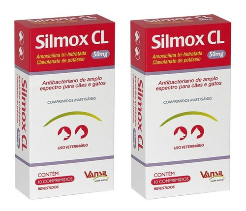 Imagem 1 de 2 de Silmox Cl 50 Mg 20 Comprimidos Para Cães E Gatos Vansil 2cxs