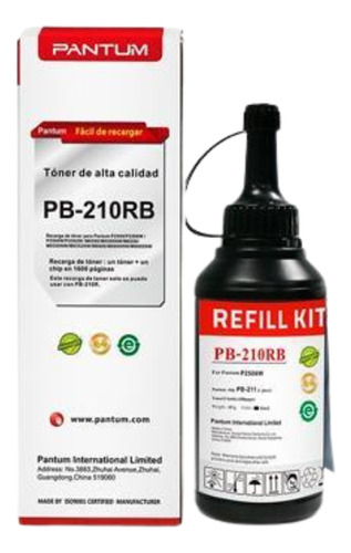 Recarga De Toner Pantum Pb-210rb P2500/m6550 Negro