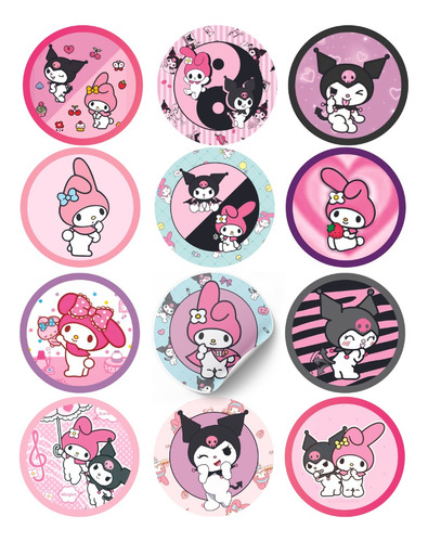 Stickers X Hoja Candy Bar Cumpleaños Infantil Melody Kuromi