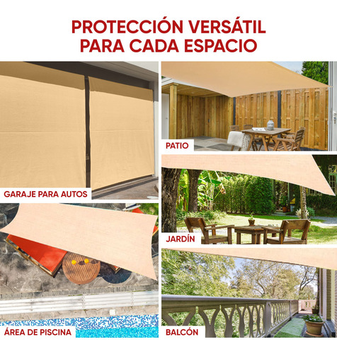 Mpq Malla Sombra Raschel 90% Esq. Ref. Y Jaretas 4x4m Beige