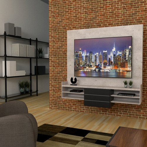 Panel Para Lcd/led Rack Mueble Living Texturado Touch H/55 Color Marrón Claro