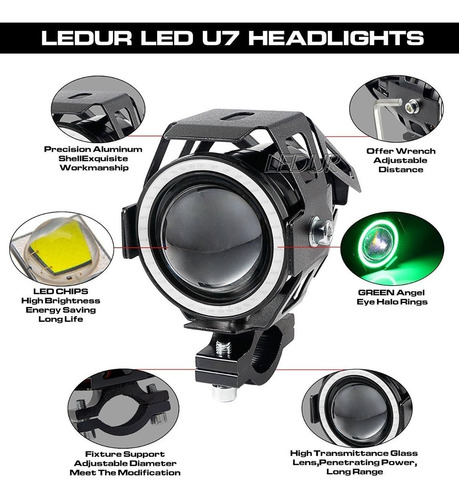 Par Faros Cree Led Moto U7 20w 3000l + Switch Solo Fas Motos