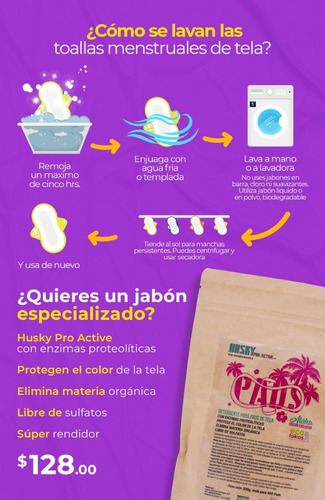 7 Toallas Femeninas Ecológicas Nocturnas Lavables