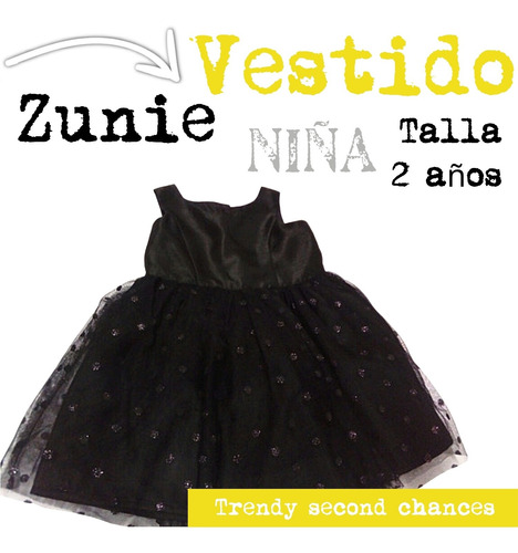 Vestido Niña Negro Tul Zunie. La Segunda Bazar