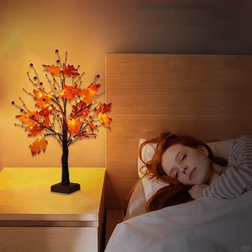 Luces Decorativas En Forma De T, Árbol De Arce Con Frutos Ro