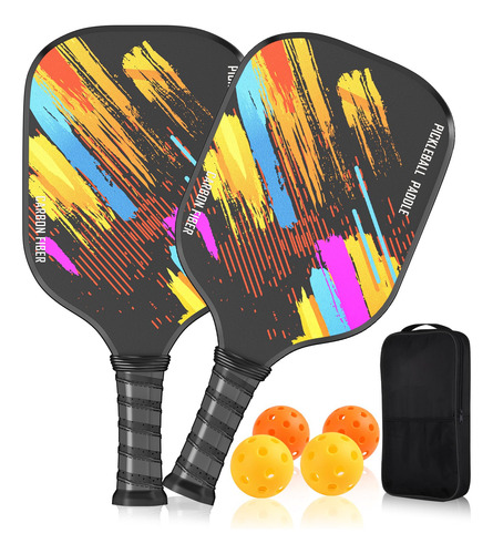 Set 2 Palas Pickleball Yourun S-04 Fibra Vidrio Ergonomicas