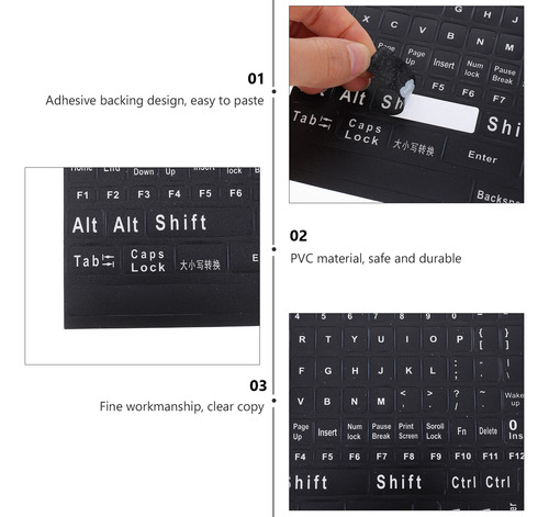 2 Hojas De Pegatinas Para Teclado Portátil Y Teclado De Orde