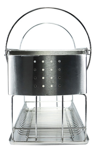 Escurridor de trastes Gadnic SEC08 color plateado de acero inoxidable