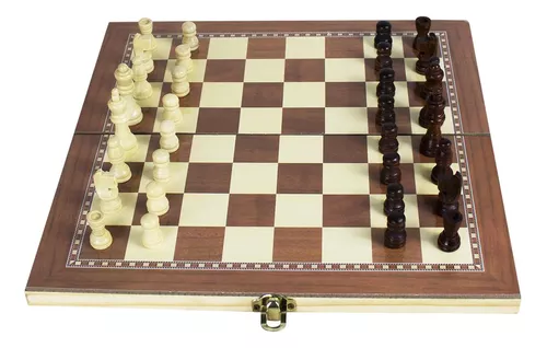 1 conjunto 3-em-1 conjunto de xadrez grande dobrável de madeira xadrez  tabuleiro jogo damas