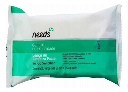 Lenço Limpeza Facial 20x15 Needs Controle Oleosidade C/3pct