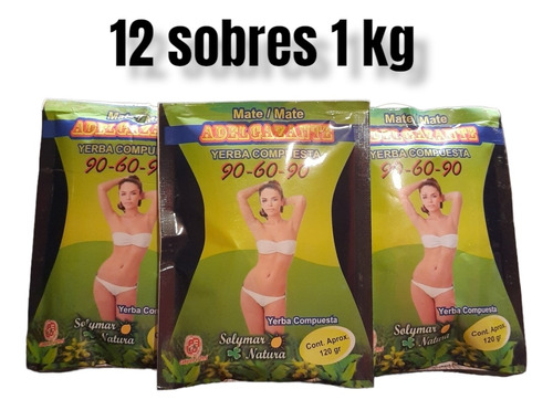 Yerba Mate En Polvo 90.60.90 12 Sobres 1 Kg Adelgazante 