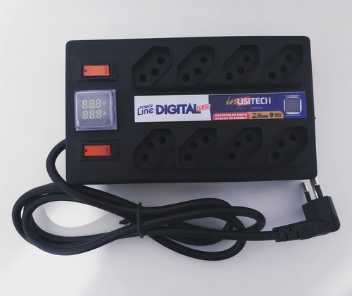 Filtro De Linha Profissional Dps 8 Tomadas Digital Branco Cor Preto