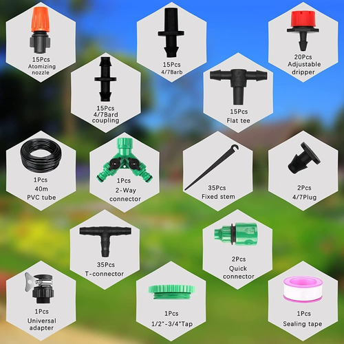 Imagen 3 de 7 de Kit De Riego Sistema Automático Goteo 40m 158pcs