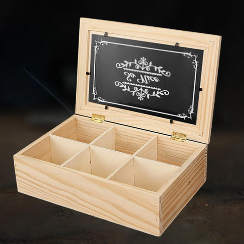 Caja De Té De Madera Con Ventana De Acrílico Transparente,