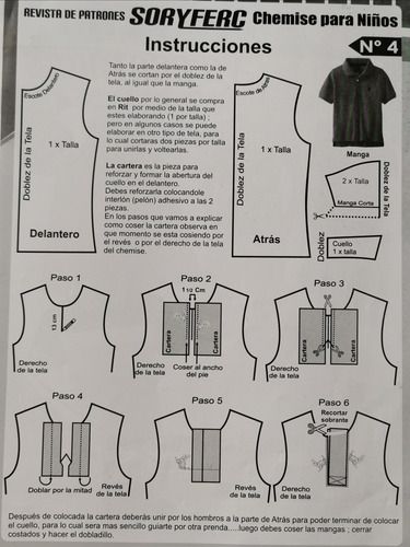 Imagen 2 de 2 de Patron Molde Chemise Escolar En Papel Ya Cortados