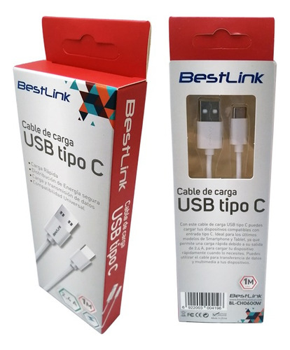 Cable Datos Carga Rápida Usb A Usb C 1 Metro Bestlink