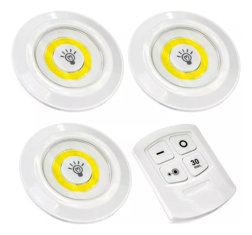 Kit 12 Lâmpadas Luminárias Led Spot S/ Fio Controle Remoto