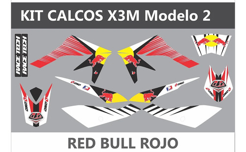 Kit/set Calcomanias Completas Bacciox3m Ii Mod. Red Bull Roj