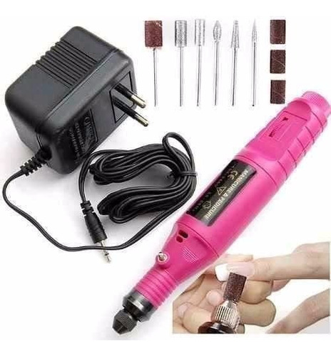 Lixadeira Eletrica De Unha Postiça E Natural Caneta Manicure Cor Rosa 110V/220V