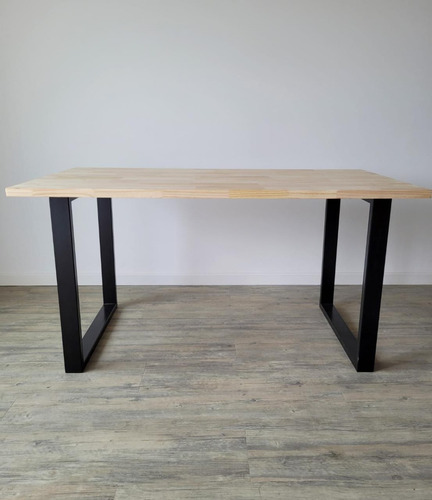 Imagen 7 de 7 de Mesa Estilo Industrial Madera En Crudo Y Hierro 80cm X 150cm