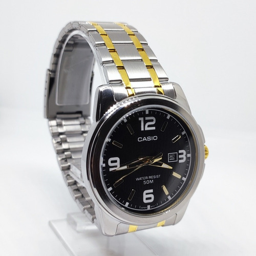 Reloj Casio Hombre Mtp-1314sg-1av Color De La Correa Plateado/dorado Color Del Bisel Plateado Color Del Fondo Negro