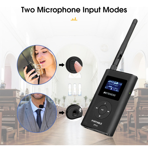 Microfones Transmissores Fm Ft11, Transmissão Mic Sem Fio