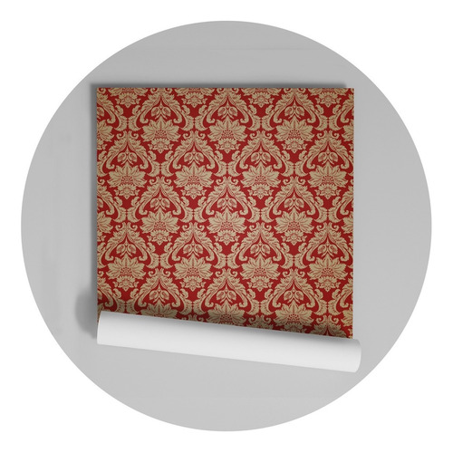 Papel De Parede Adesivo Damask Fundo Vinho Dk-43 - 35 Unids