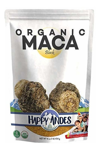 Feliz Andes Negro Maca Orgánica 1 Lb - Vegano Polvo Peruano 