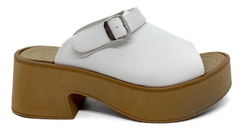 Imagen 1 de 6 de Sandalias Plataforma Mujer Zueco Zapato Taco 6 Cm Faja 410