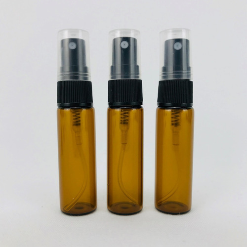 Frasco Atomizador Pluma 5 Ml Vidrio Ámbar Spray 10pz