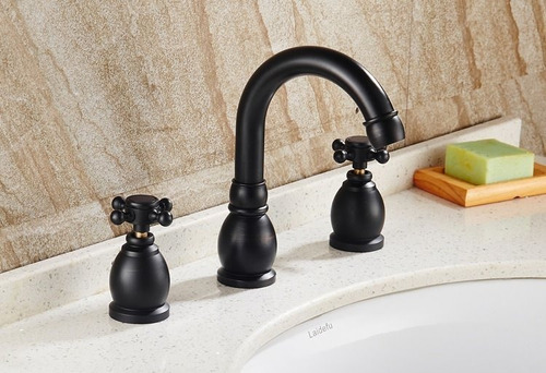 Llave Grifo Mezcladora Lavamanos Negro Acabado Mate
