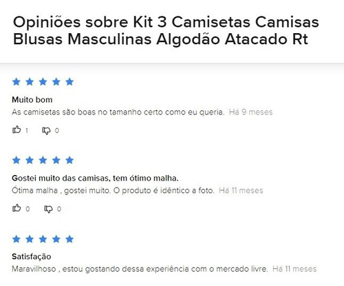 Imagem 2 de 10 de Kit 3 Camisetas Camisas Blusas Masculinas Algodão Atacado Rt