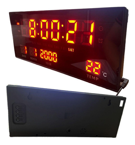 Relógio De Parede Led Digital Grande Calendário Data Alarme