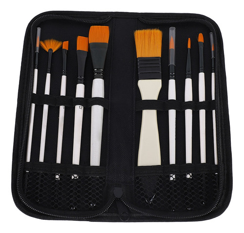 10 Brochas De Pintura, Varilla Blanca, Lana De Nailon, Acuar