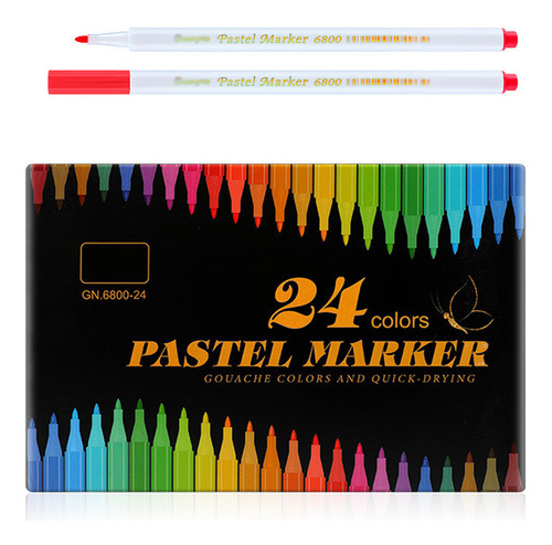 24 Cores - Caneta Ponta Dupla Brush Pen Desenho Colorir