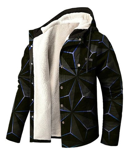 Chaqueta Creativa Con Forro Polar Para Hombre Con Estampado