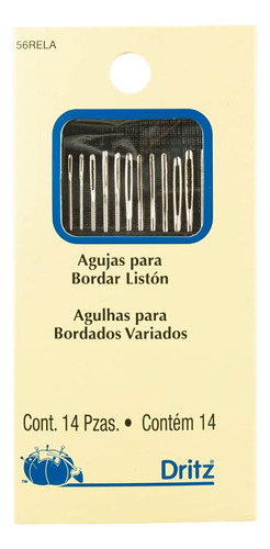 Agujas Para Bordar Listón Adornar Dritz 14pzas Dritz Color Plata