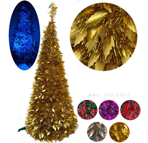 Imagen 2 de 10 de Arbol De Navidad Espiral Plegable 1,50 Mts Con Luz Led