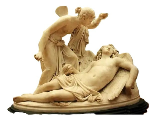 Estatua Eros Y Psique Impresión 3d 17cm Dorado Oscuro