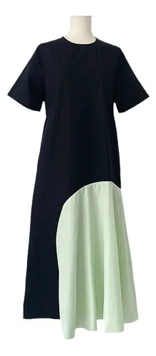 Vestido Largo Holgado De Verano Con Bloques De Color Estilo