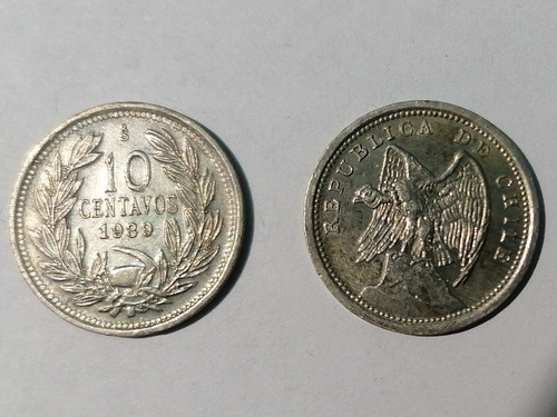 Moneda 10 Centavos 1939 Chile
