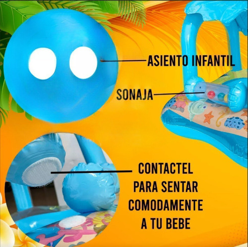 Salvavidas Inflable Infantil Azul Con Techo Para Bebé Acuati