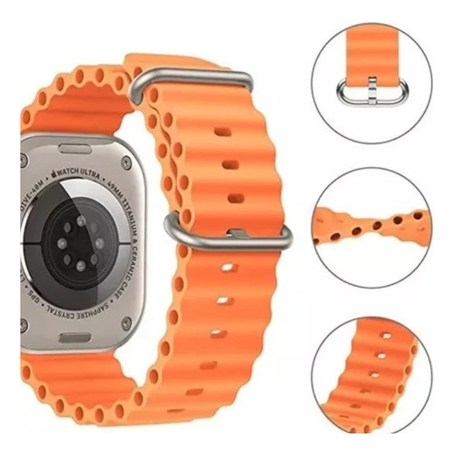 Pulseira Oceano Para Smartwatch Universal 42/44/45/49mm Laranja