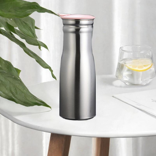Jarra De Agua De Acero Inoxidable De Montaje Ancho Tapa Rosa