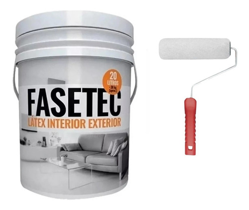 Pintura Latex Fasetec Interior Exterior 20lts + Rodillo 22cm