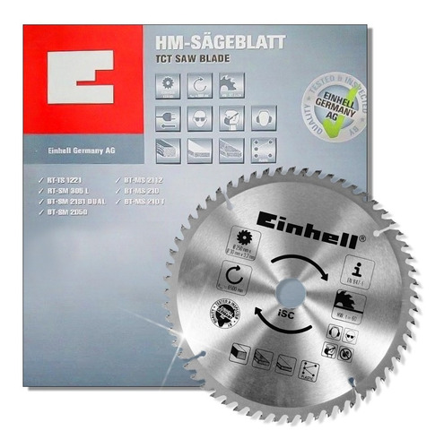 Imagen 2 de 5 de Hoja De Sierra Einhell 250mm 60 Dientes Madera Melamina