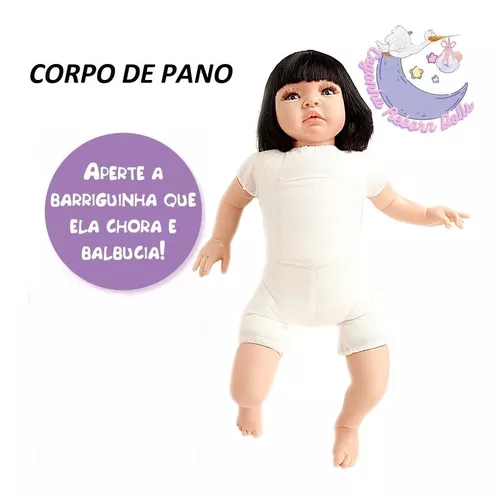 Boneca Reborn Corpo Algodão Morena Cheiro Neném Kit 17 Itens - USA Magazine