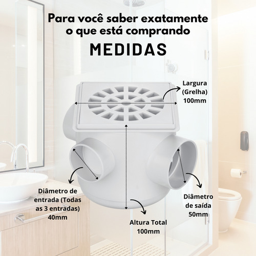 Caixa Sifonada Herc Reforçada 3 Entradas 40 Saída 50 C/ Ralo