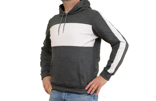 Imagen 3 de 6 de Buzo Canguro Capucha Frisa Combinado Hombre Calidad Superior